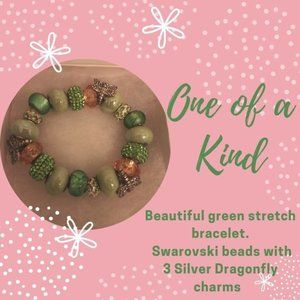 Dragonfly Bracelet w/ green beads